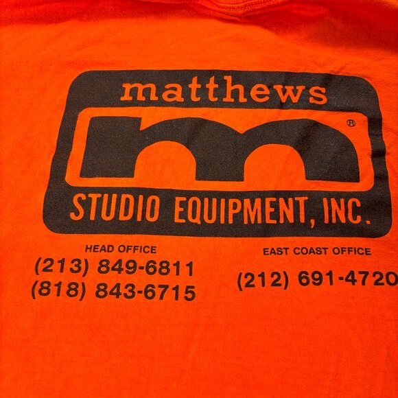 Vintage Matthews Studio Equipment Shirt Orange Sz M/L Film Audio Video Anvil - Picture 7 of 8